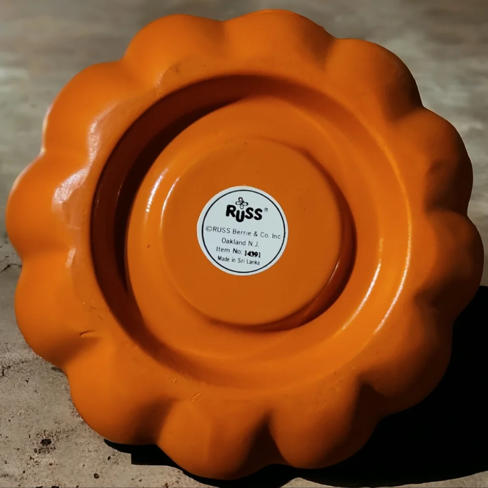 Vtg Halloween Russ Berrie Ceramic Pumpkin Jack O Lantern Candle Holder